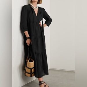 NEW Honorine Black Cotton Mid Sleeves Maxi Dress. Long.Size L $425.  GORGEOUS!